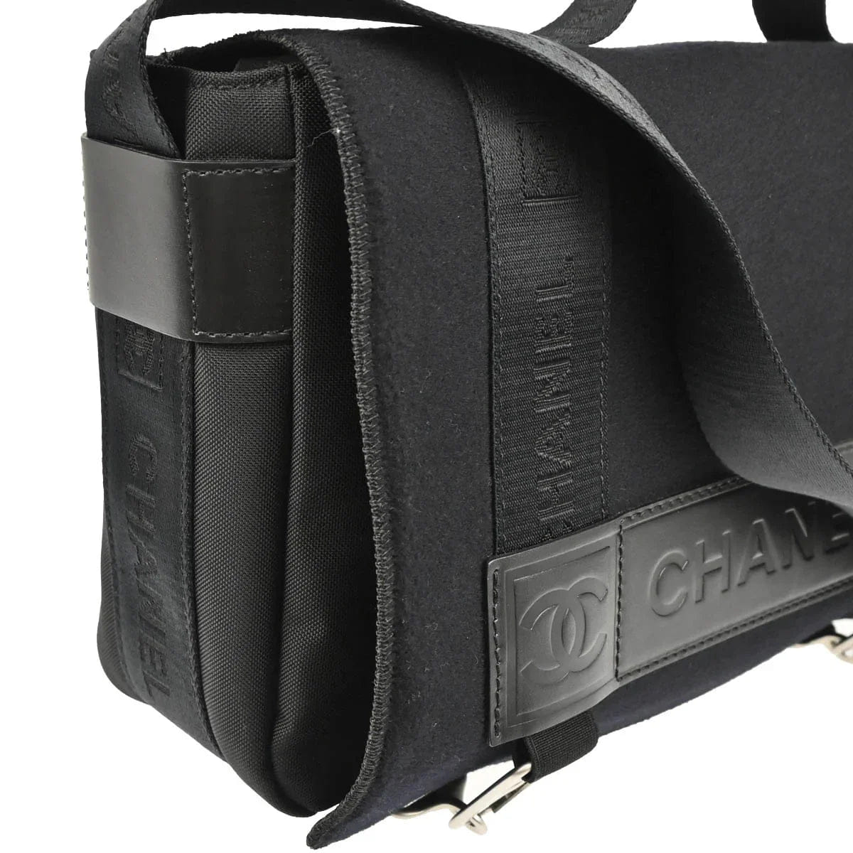 Chanel 2005 - 2006 Black Felt Nylon Sport Line 2way Shoulder Handbag