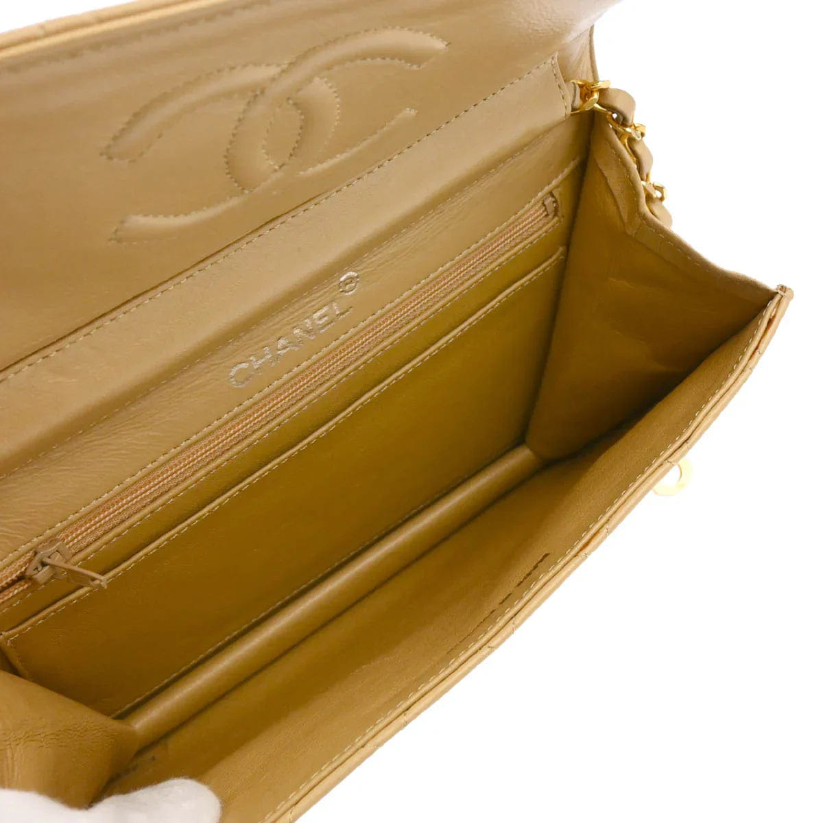 Chanel 1986 - 1988 Beige Lambskin 2way Shoulder Handbag