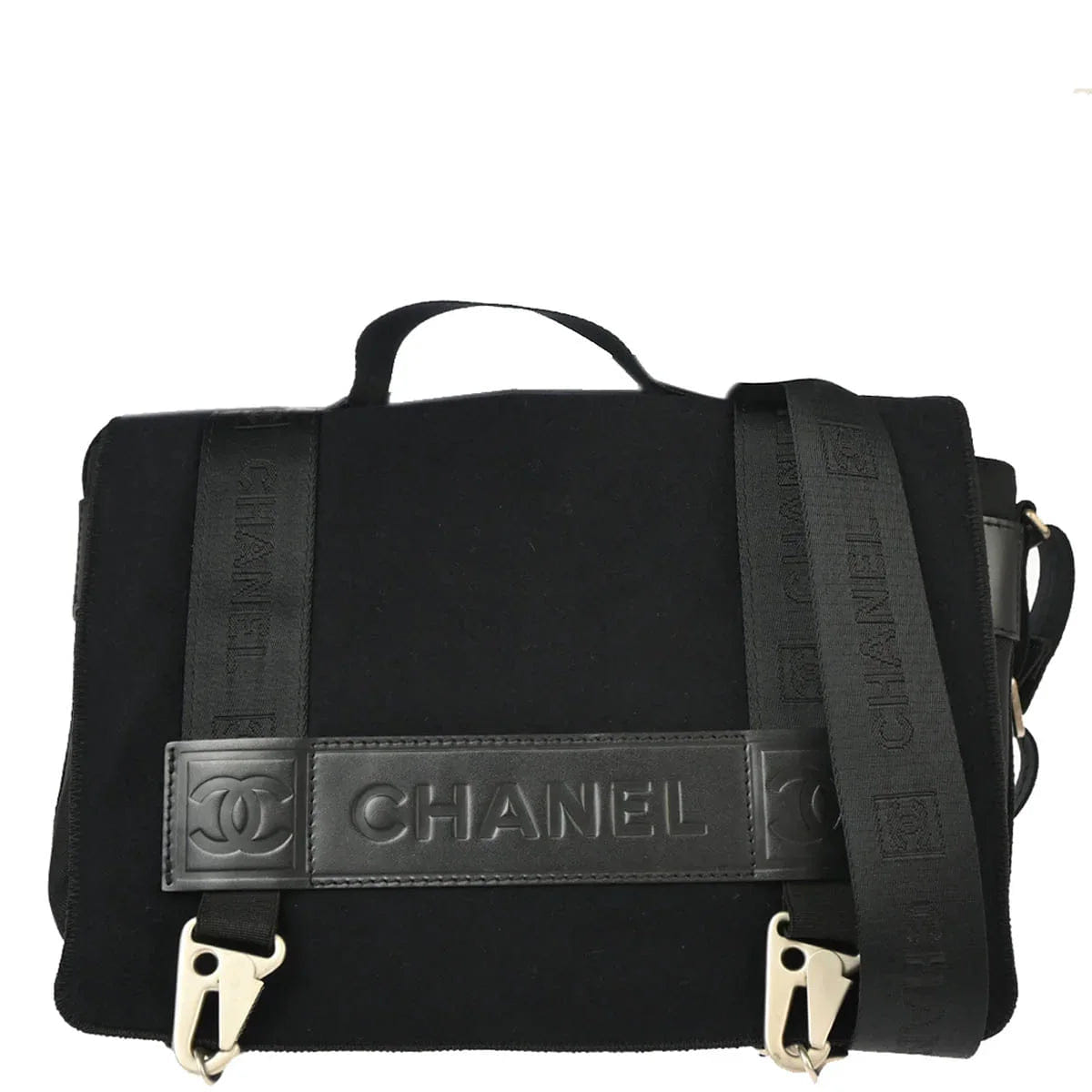 Chanel 2004 - 2005 Black Felt Nylon Sport Line 2way Shoulder Handbag