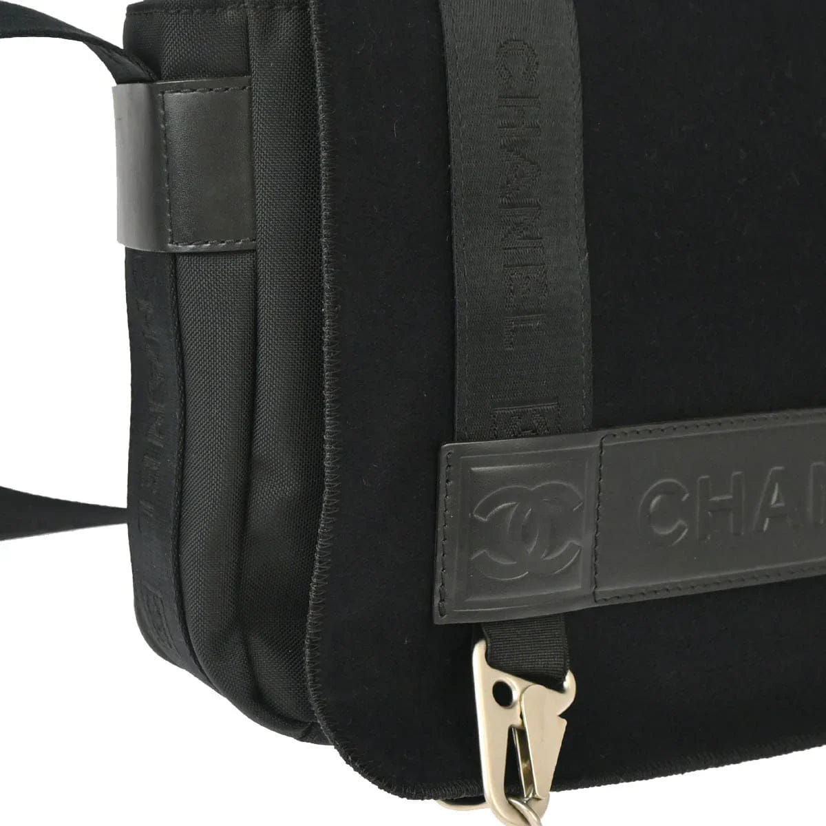 Chanel 2004 - 2005 Black Felt Nylon Sport Line 2way Shoulder Handbag