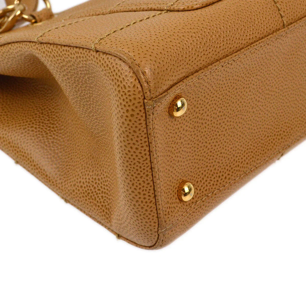 Chanel 2001 - 2003 Beige Caviar Wild Stitch Choco Bar Chain Handbag