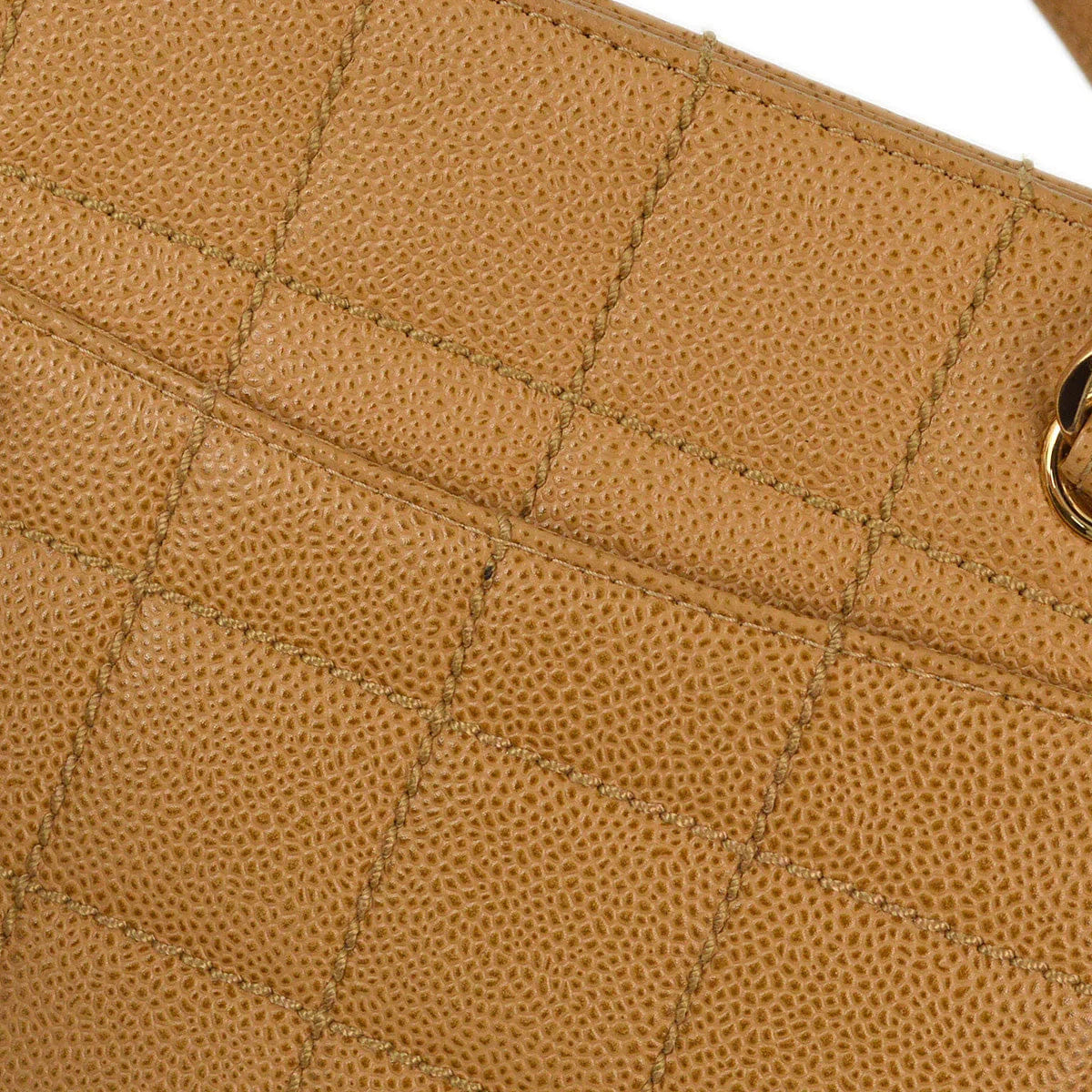 Chanel 2001 - 2003 Beige Caviar Wild Stitch Choco Bar Chain Handbag