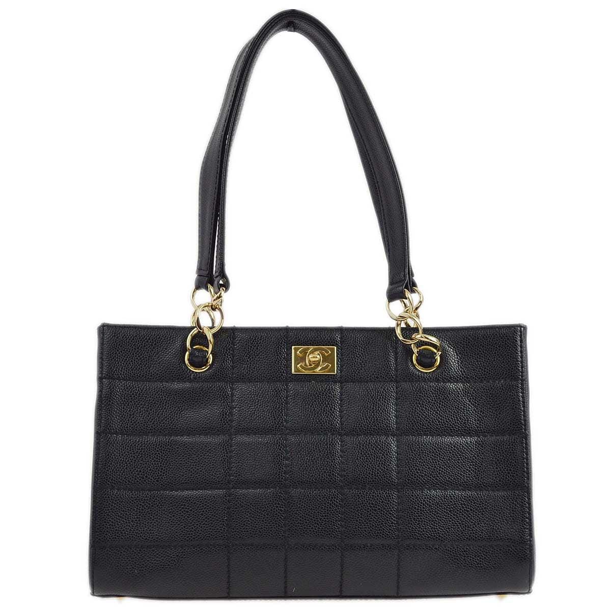 Chanel 2001 - 2003 Black Caviar Wild Stitch Choco Bar Chain Handbag