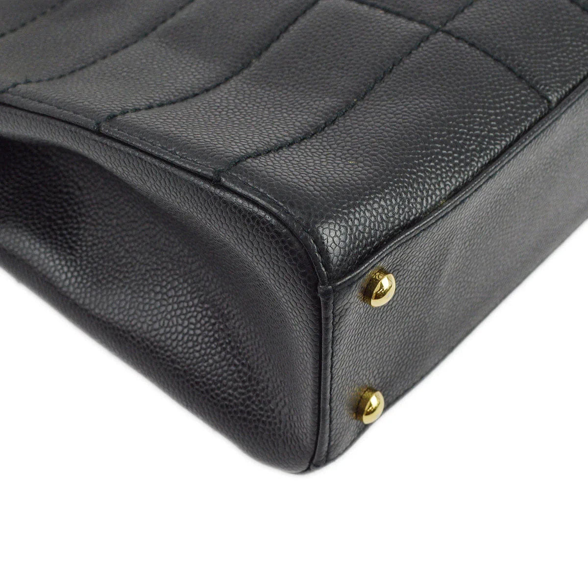 Chanel 2001 - 2003 Black Caviar Wild Stitch Choco Bar Chain Handbag