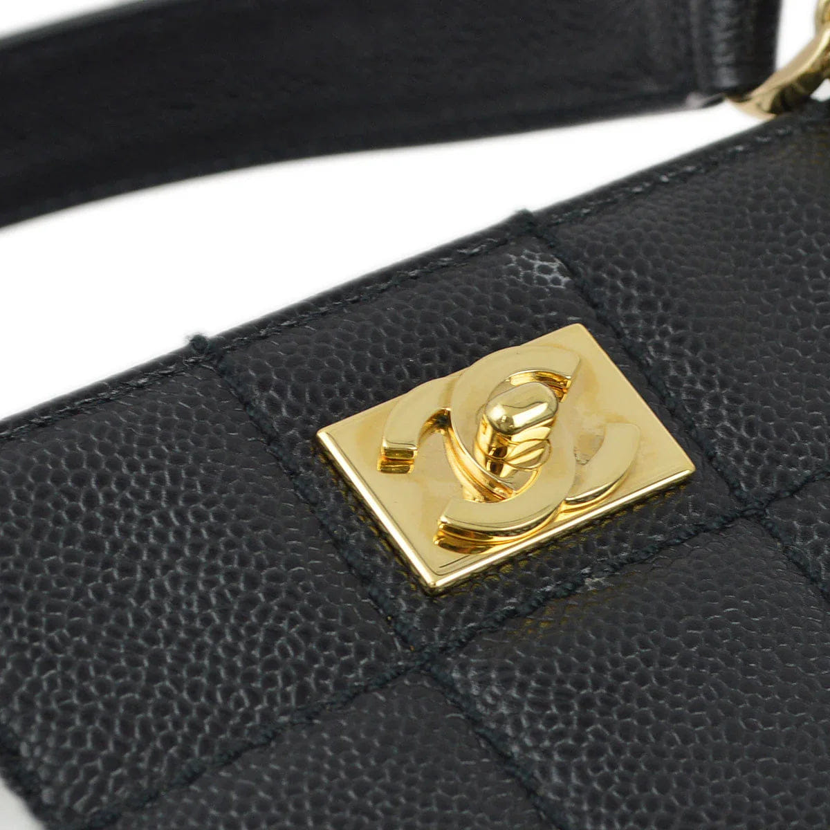 Chanel 2001 - 2003 Black Caviar Wild Stitch Choco Bar Chain Handbag