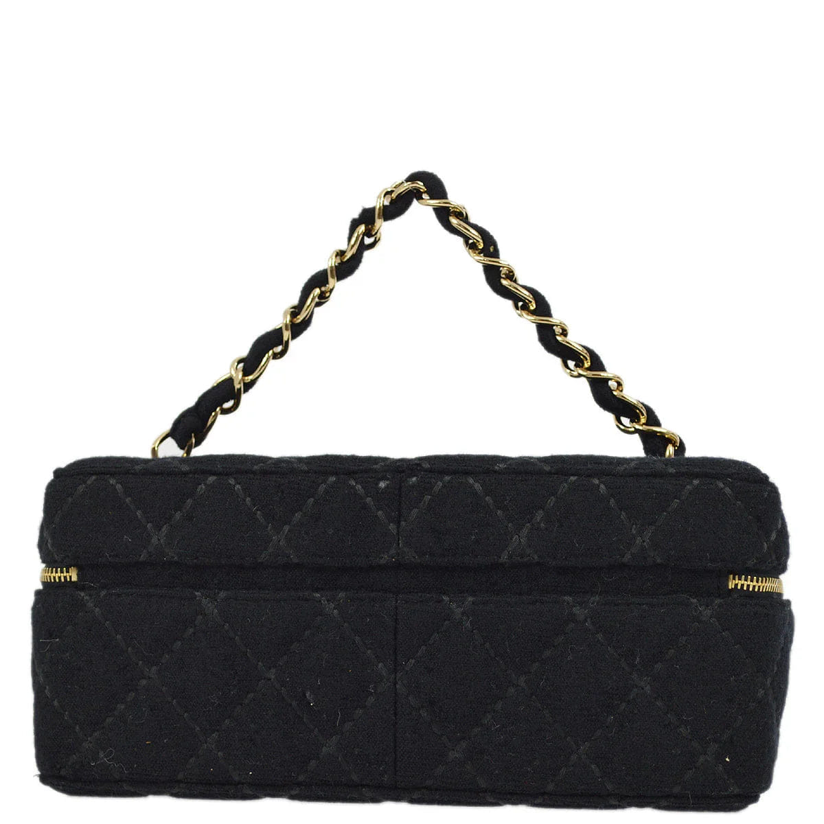 Chanel 2001 - 2003 Black Wool Wild Stitch Vanity Handbag