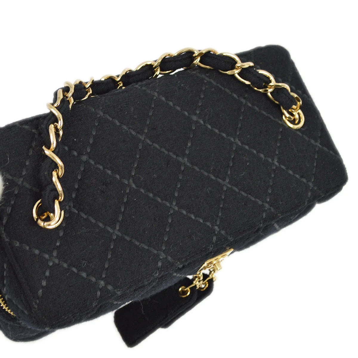 Chanel 2001 - 2003 Black Wool Wild Stitch Vanity Handbag