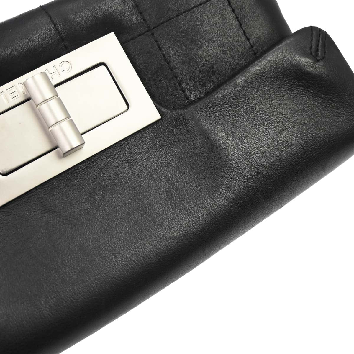 Chanel 2003 - 2004 Black Lambskin Choco Bar Mademoiselle Lock Handbag