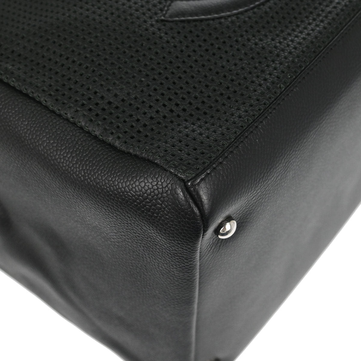 Chanel 2005 - 2006 Black Perforated Caviar Skin CC Bowler Bag Handbag