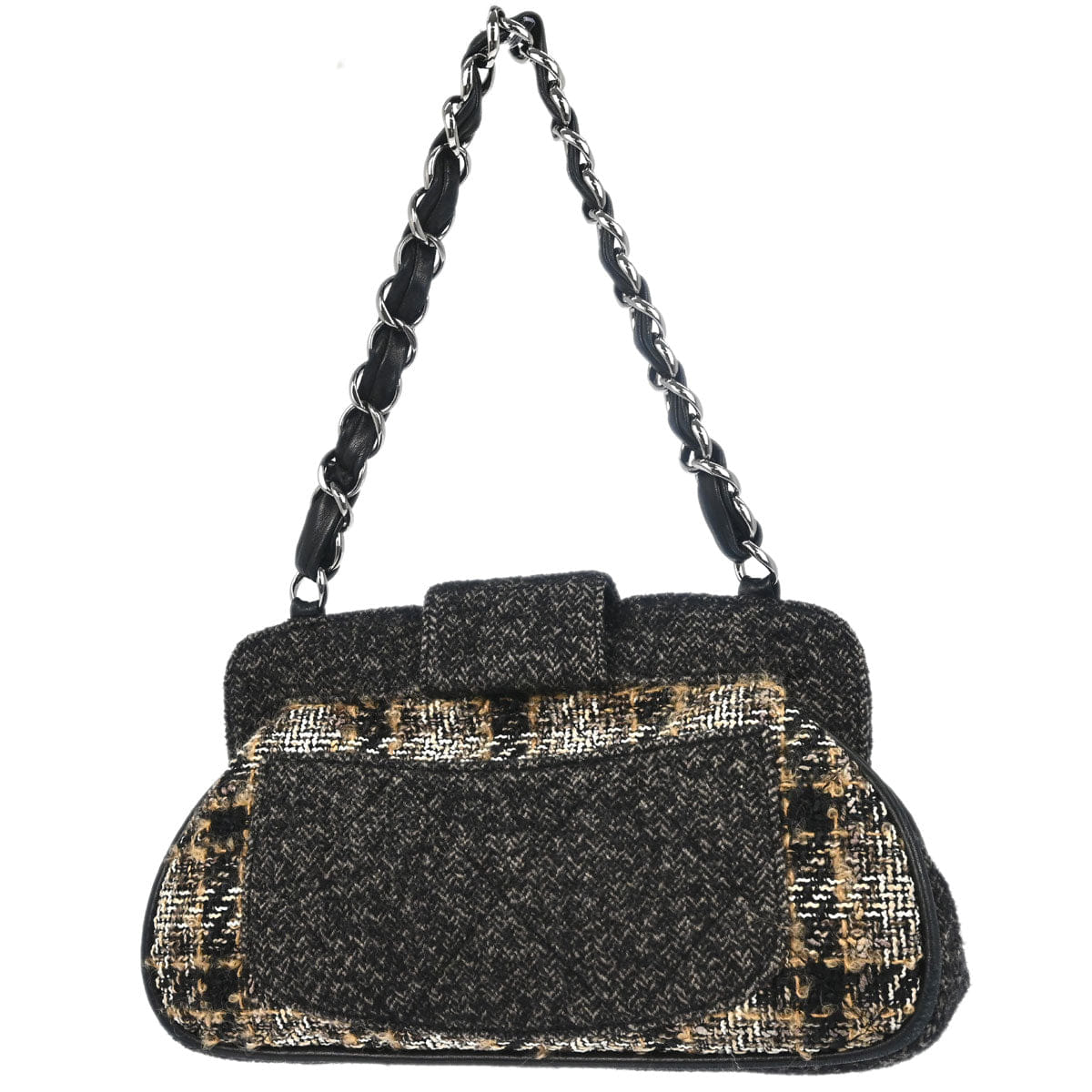 Chanel 2005 - 2006 Gray Tweed Check Handbag