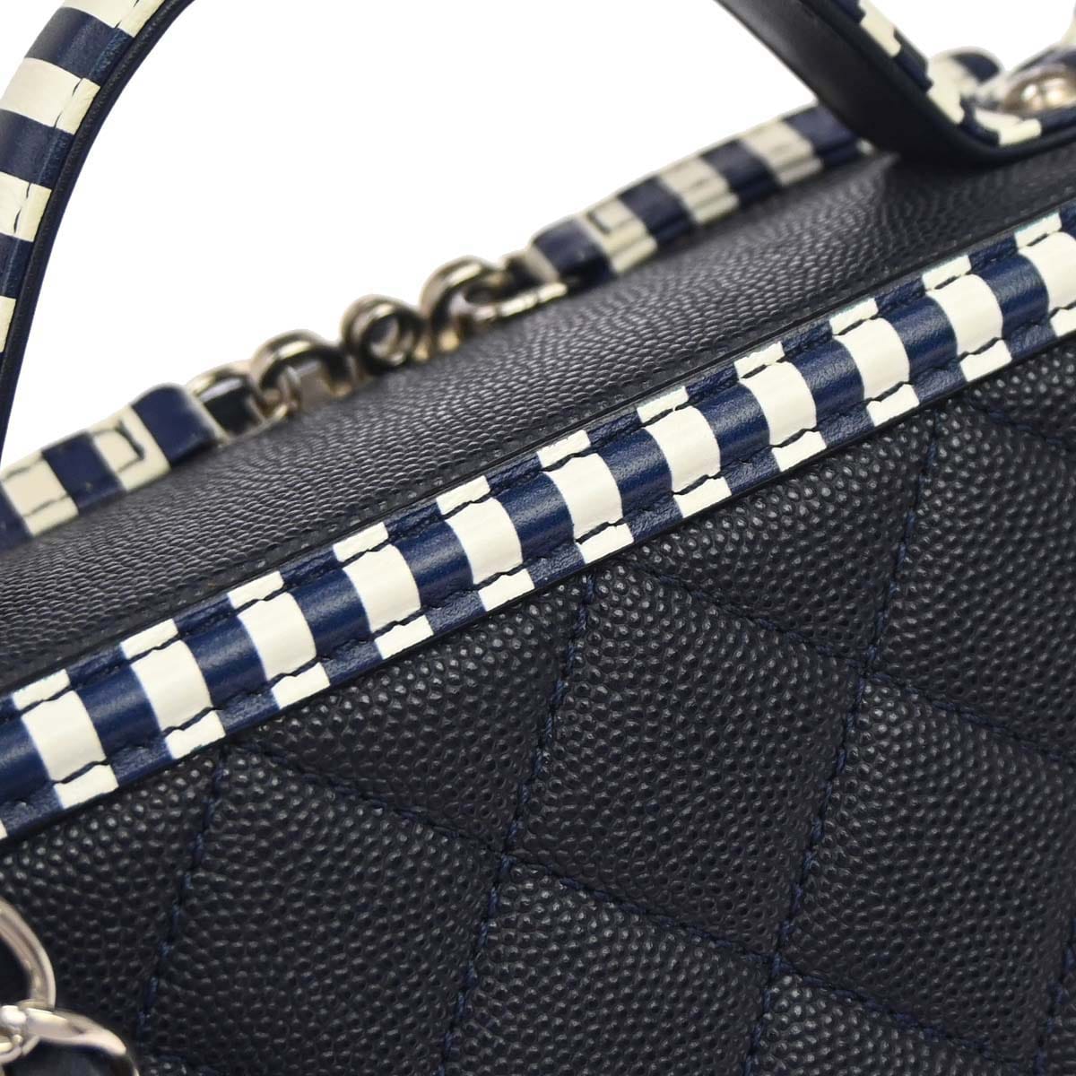 Chanel 2019 Navy Caviar Skin CC Filigree 2way Shoulder Vanity Handbag
