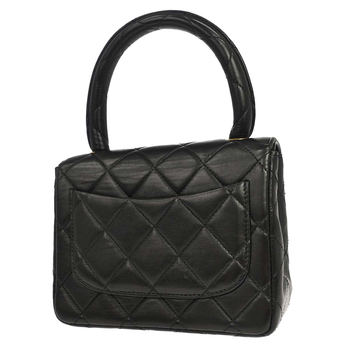 Chanel 1991 - 1994 Black Lambskin Top Handle Handbag