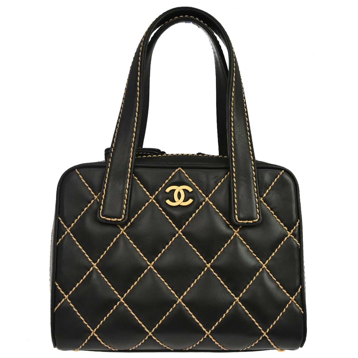 Chanel 2003 - 2004 Black Calfskin Wild Stitch Handbag