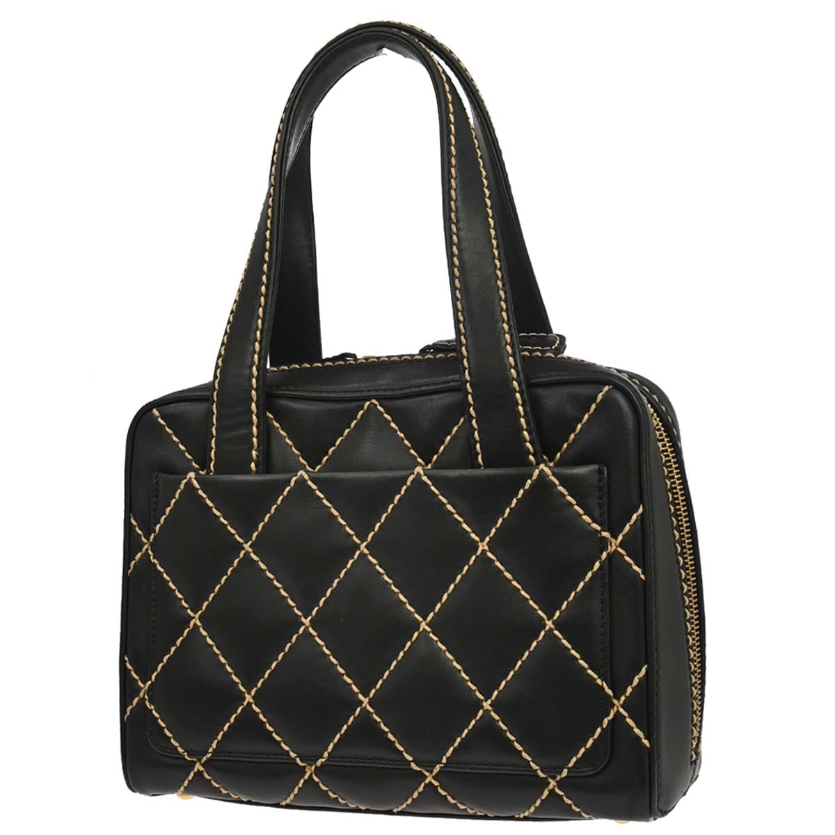 Chanel 2003 - 2004 Black Calfskin Wild Stitch Handbag