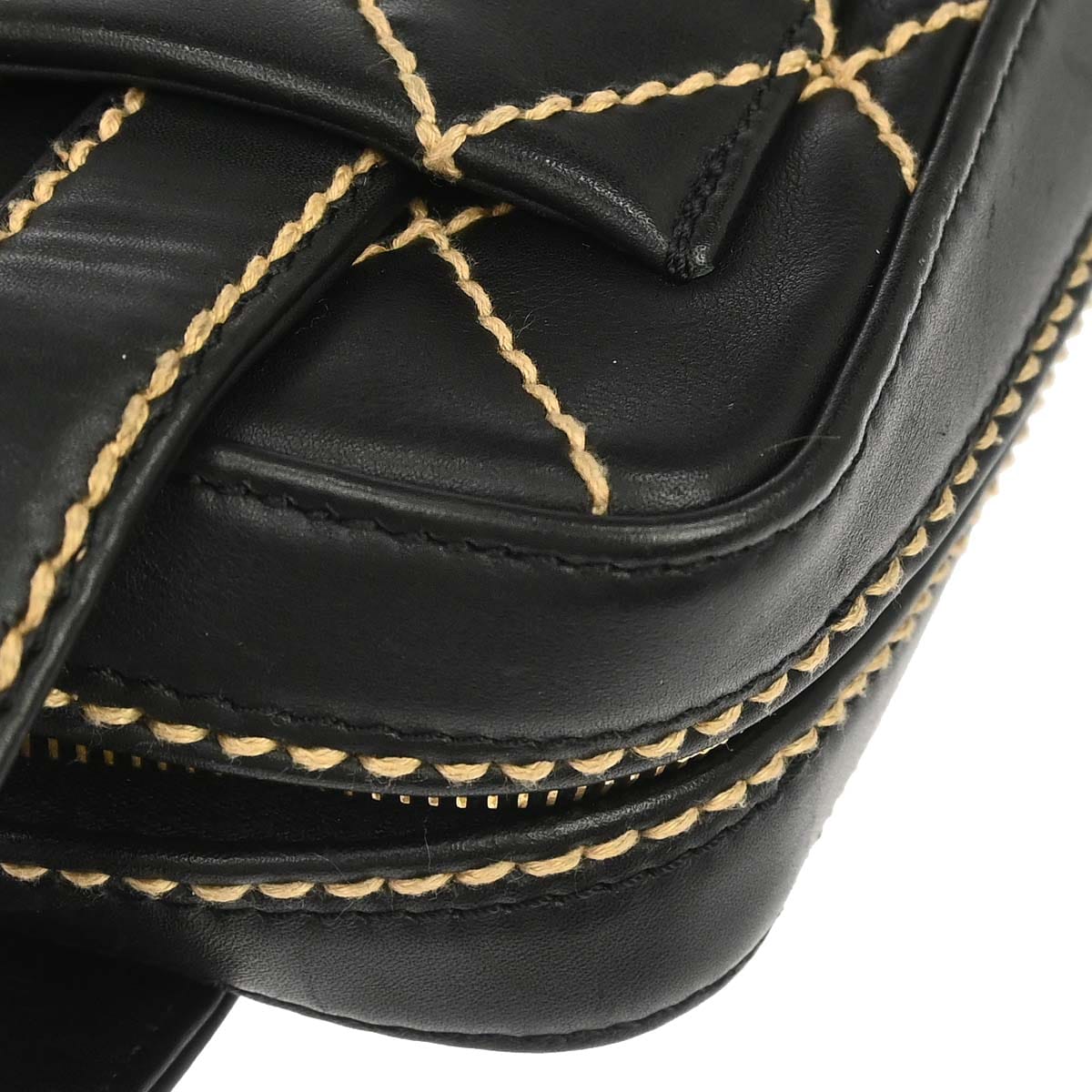 Chanel 2003 - 2004 Black Calfskin Wild Stitch Handbag