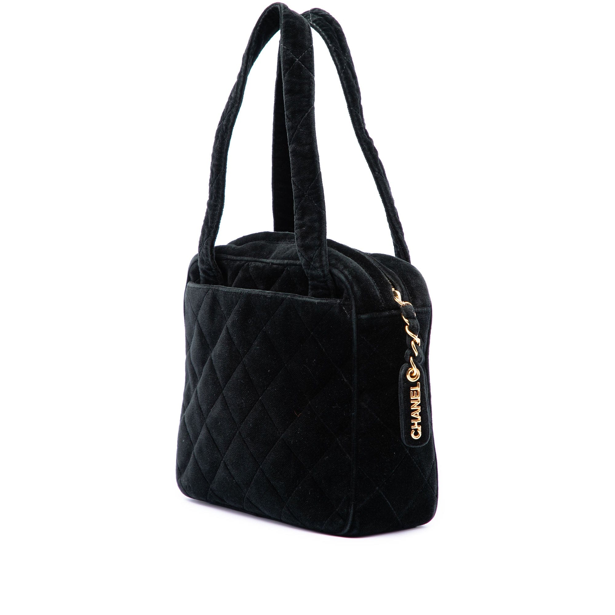 Chanel CC Quilted Velvet Handbag