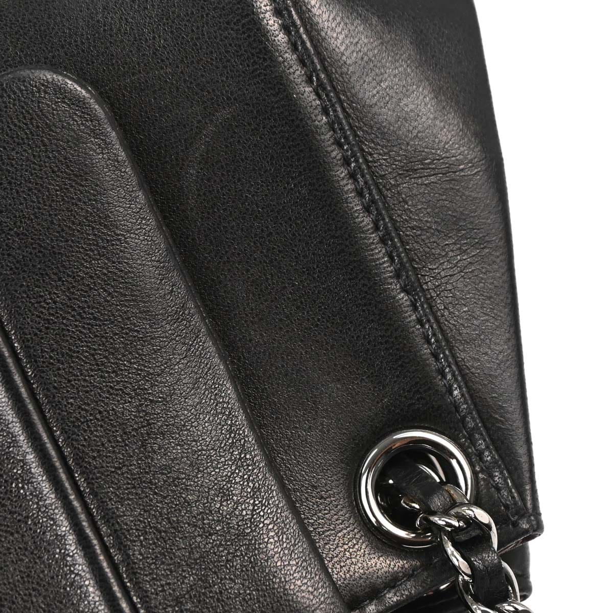 Chanel 2002 - 2003 Black Lambskin Mademoiselle Accordion Flap Handbag
