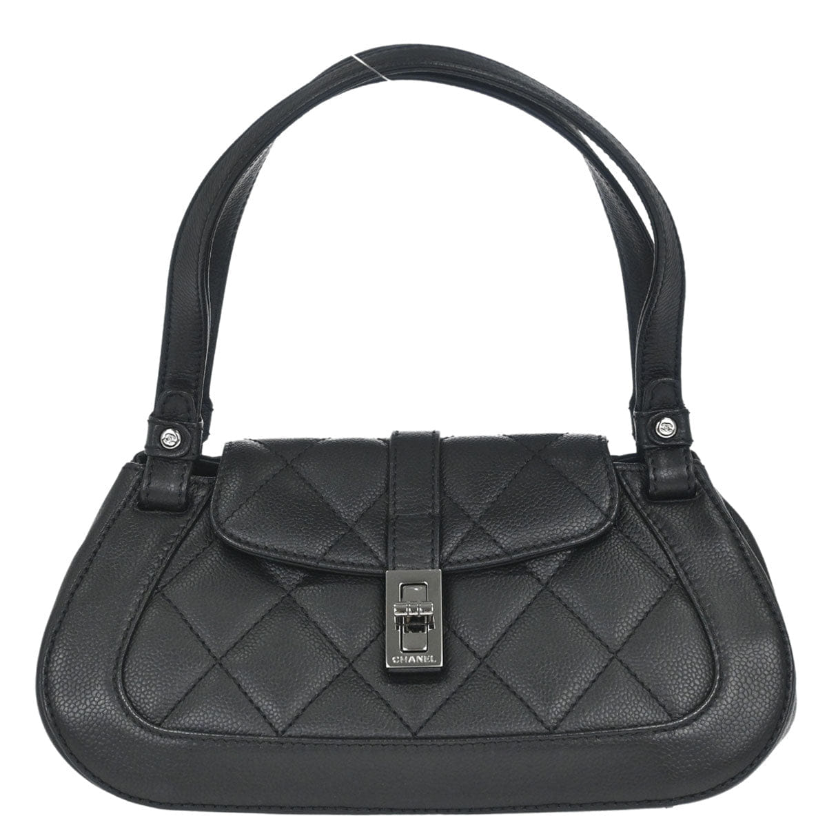 Chanel 2005 - 2006 Black Caviar Skin Mademoiselle Lock Handbag