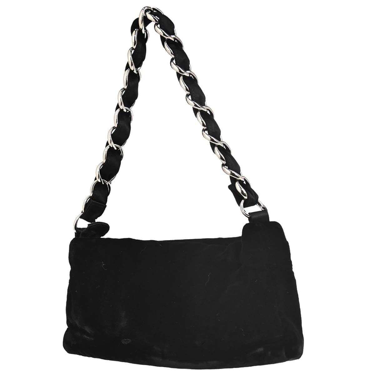 Chanel 2005 - 2006 Black Velvet Satin Chain Handbag