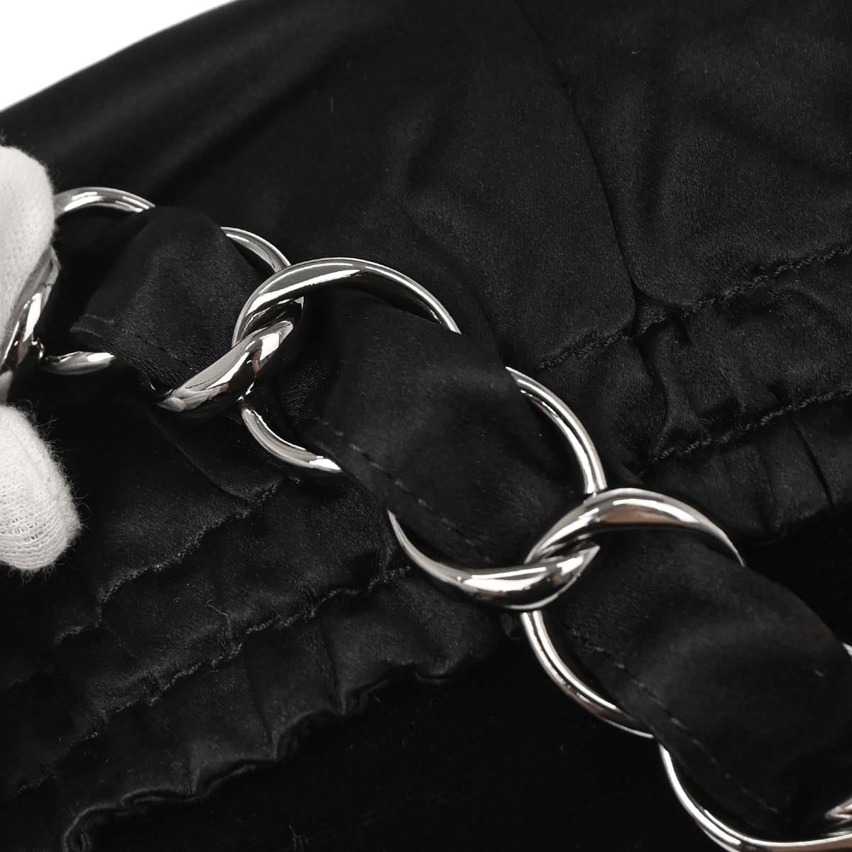 Chanel 2005 - 2006 Black Velvet Satin Chain Handbag
