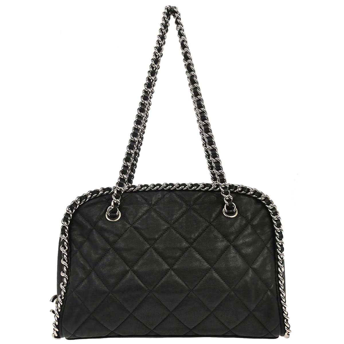 Chanel 2011 Black Calfskin Chain Around Bowler Bag Handbag