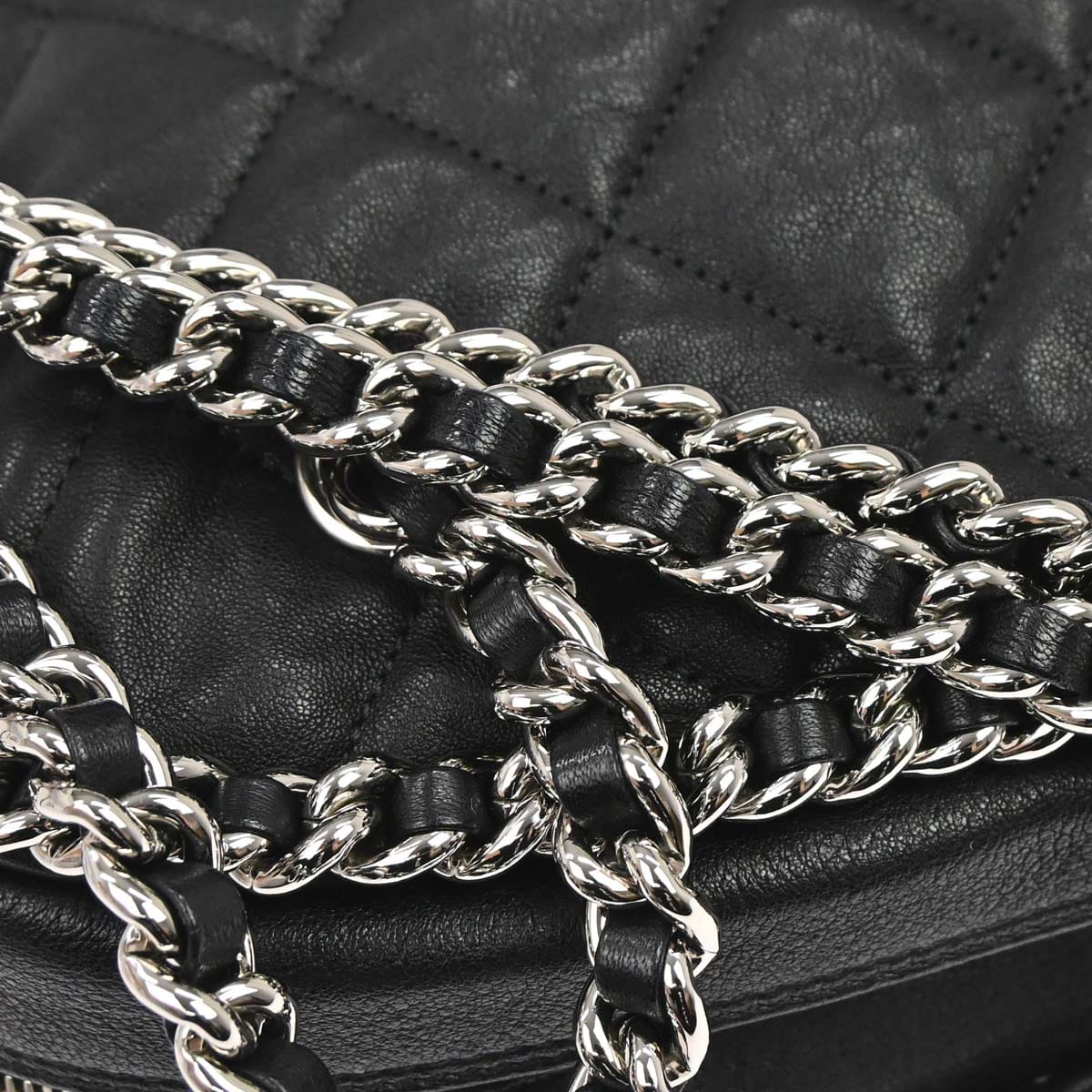 Chanel 2011 Black Calfskin Chain Around Bowler Bag Handbag
