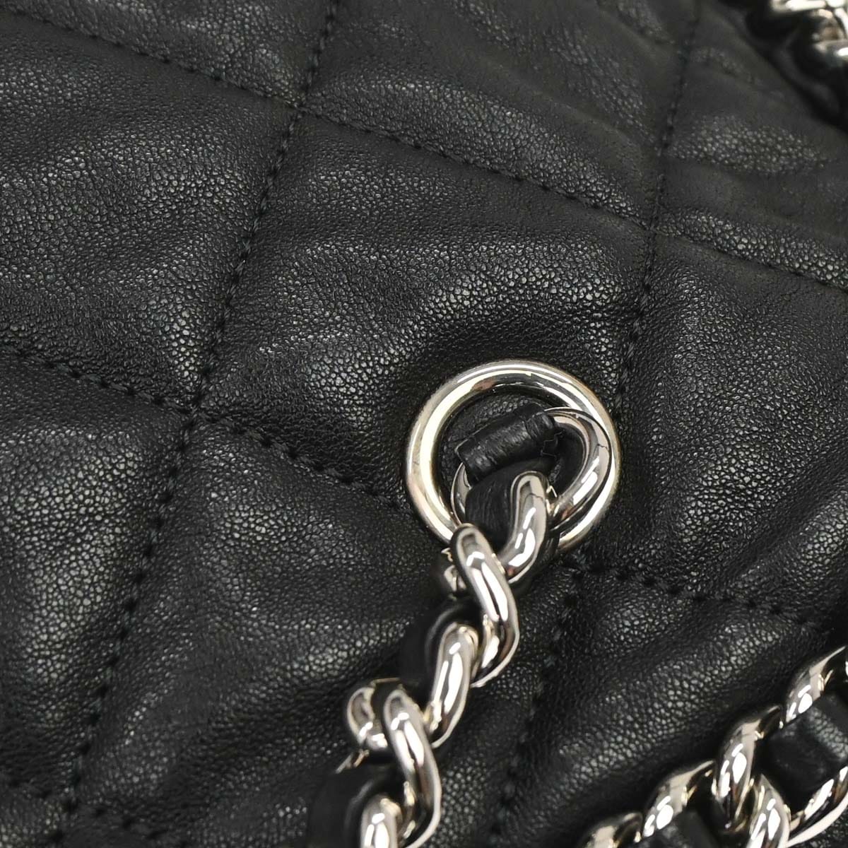 Chanel 2011 Black Calfskin Chain Around Bowler Bag Handbag