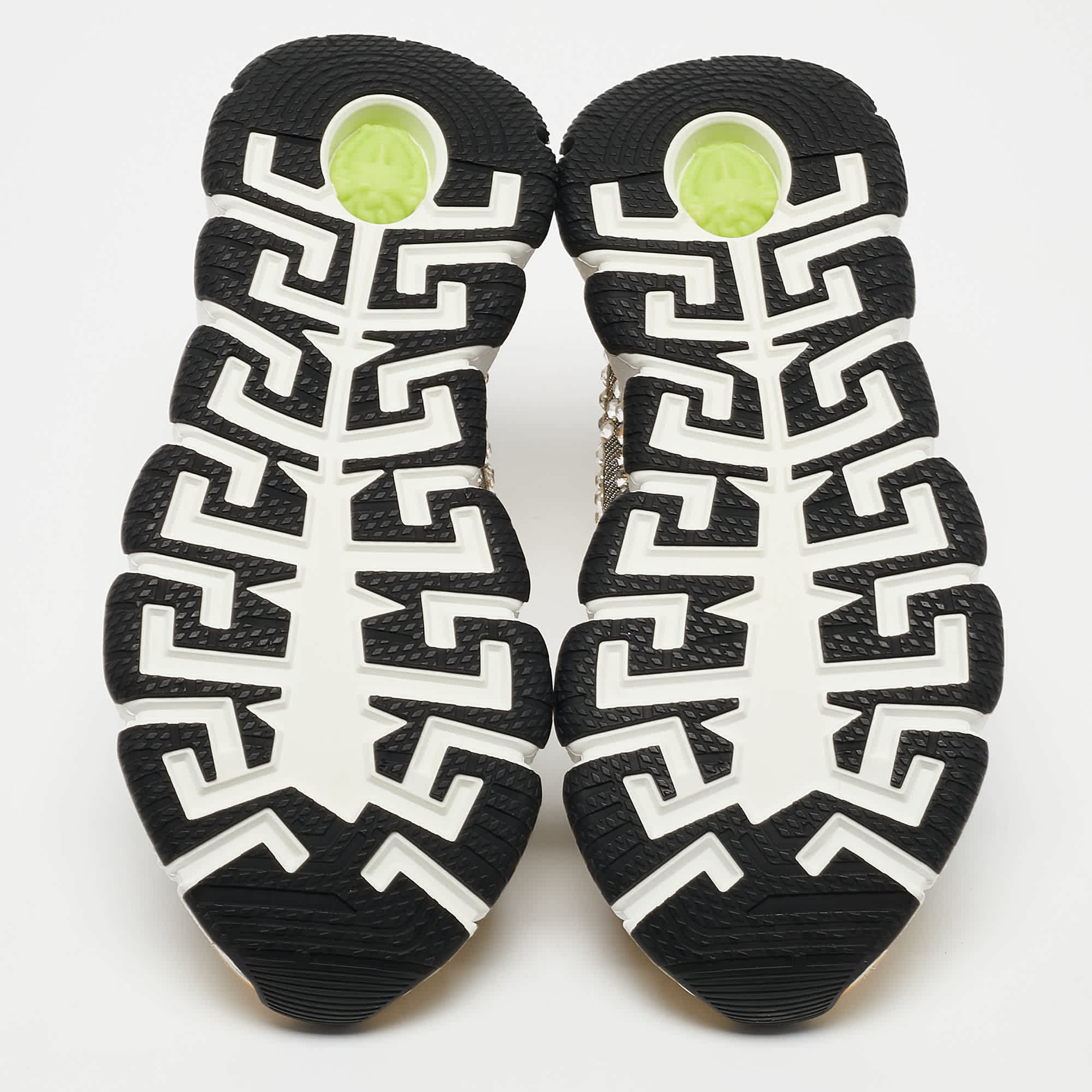 Versace Gold/silver Leather And Lurex Fabric Trigreca Sneakers