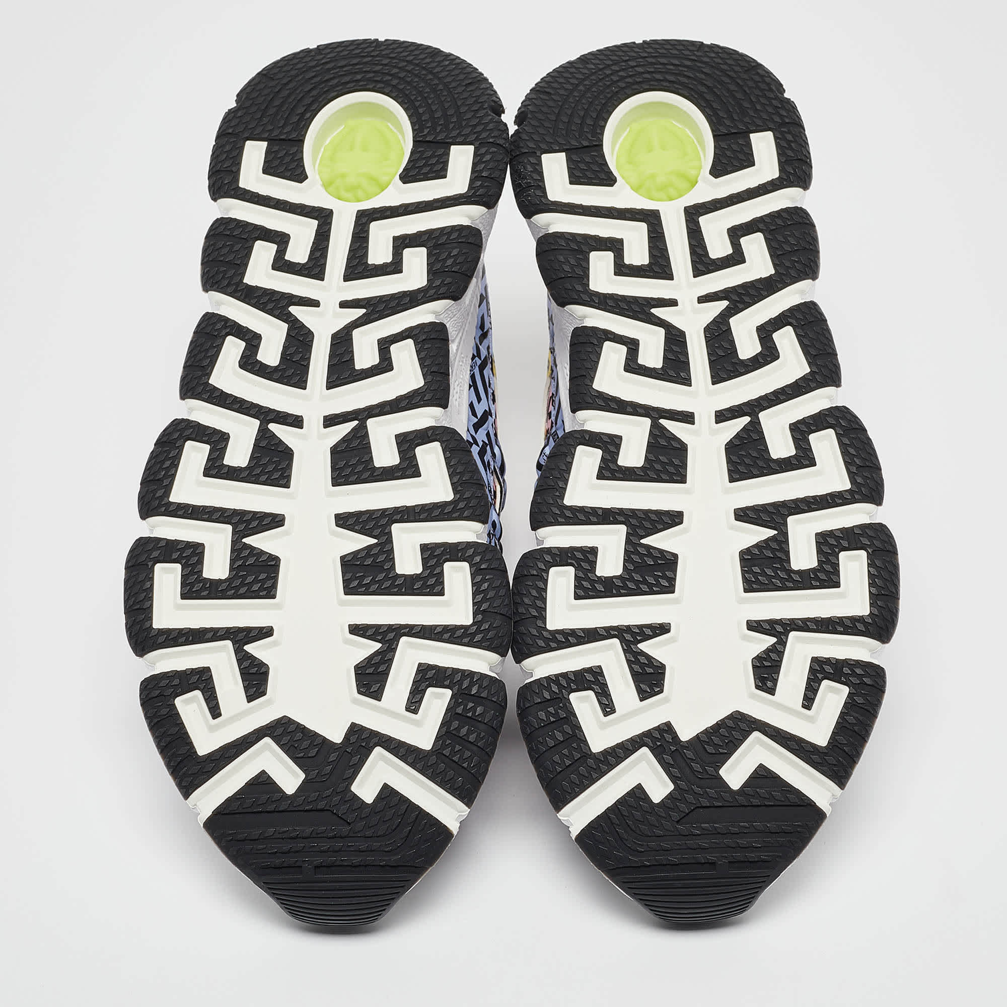 Versace Multicolor Canvas And Leather Trigreca Lace Up Sneakers