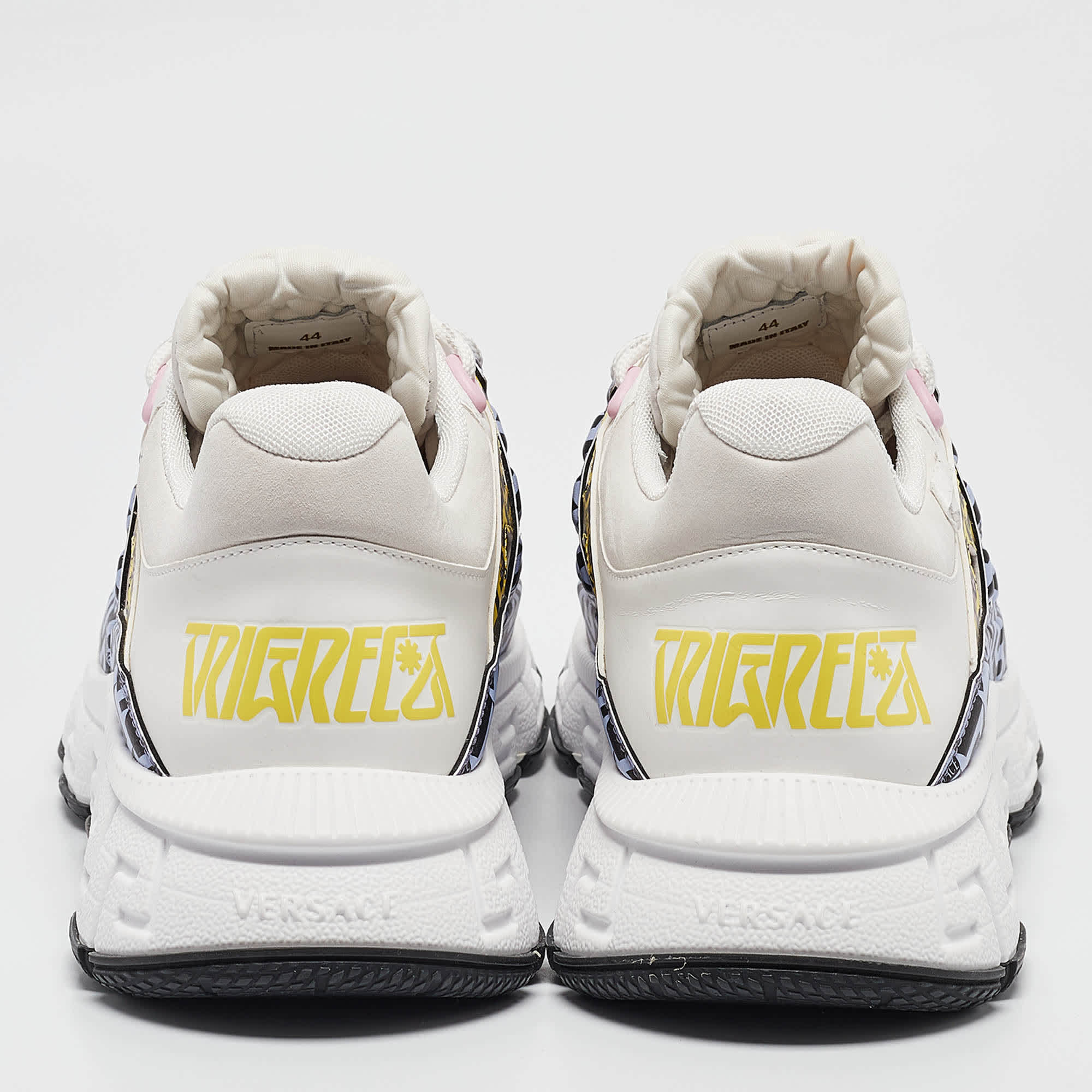 Versace Multicolor Canvas And Leather Trigreca Lace Up Sneakers