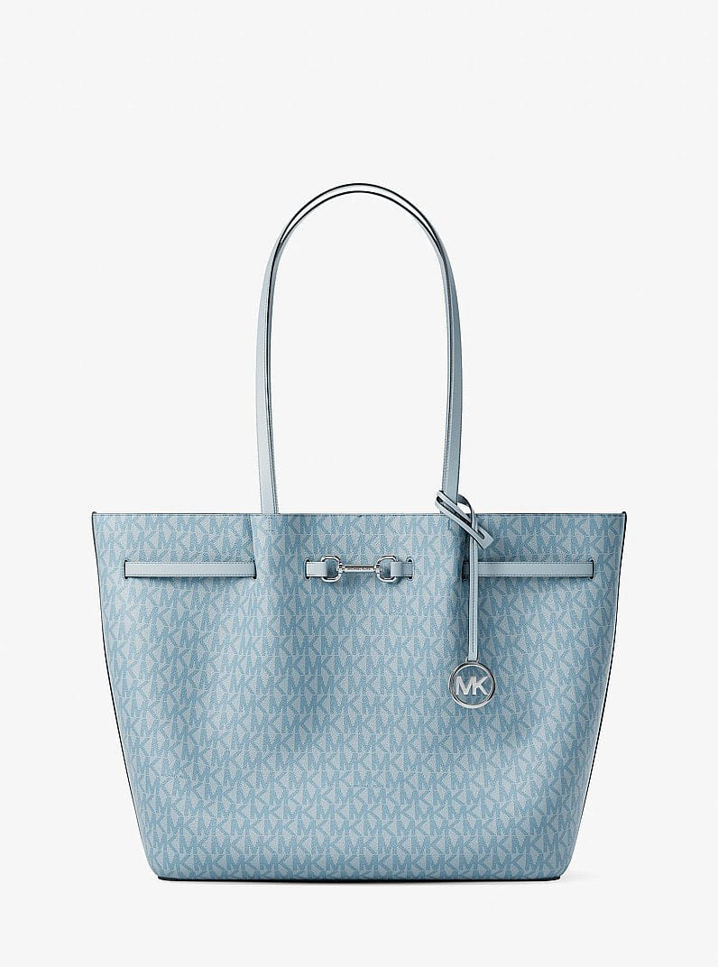 Michael Kors Carson Large Signature Logo Tote Bag Pale Ocean