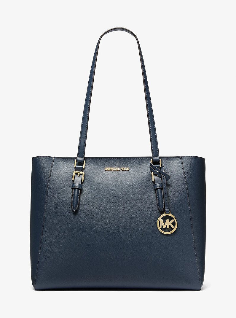 Michael Kors Charlotte Large Saffiano Leather 3 - in - 1 Tote Bag Navy