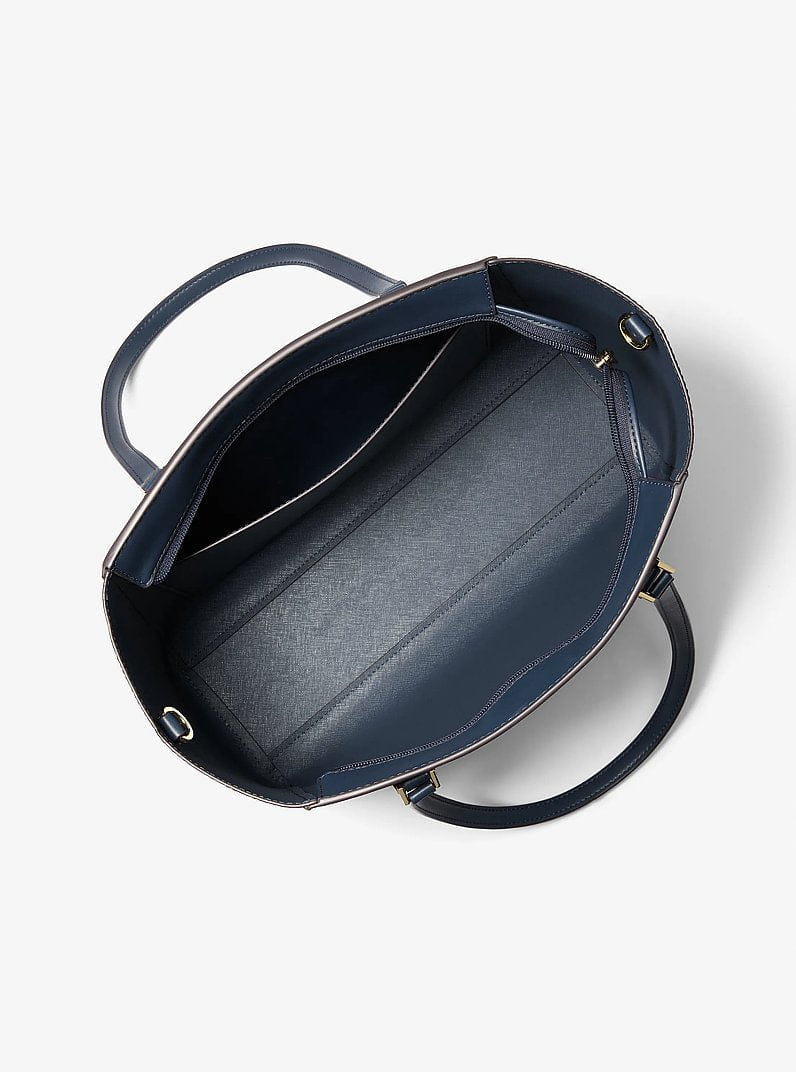 Michael Kors Charlotte Large Saffiano Leather 3 - in - 1 Tote Bag Navy