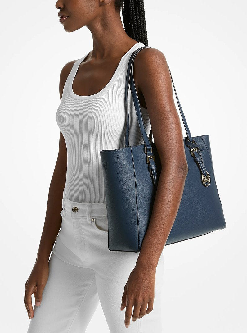 Michael Kors Charlotte Large Saffiano Leather 3 - in - 1 Tote Bag Navy
