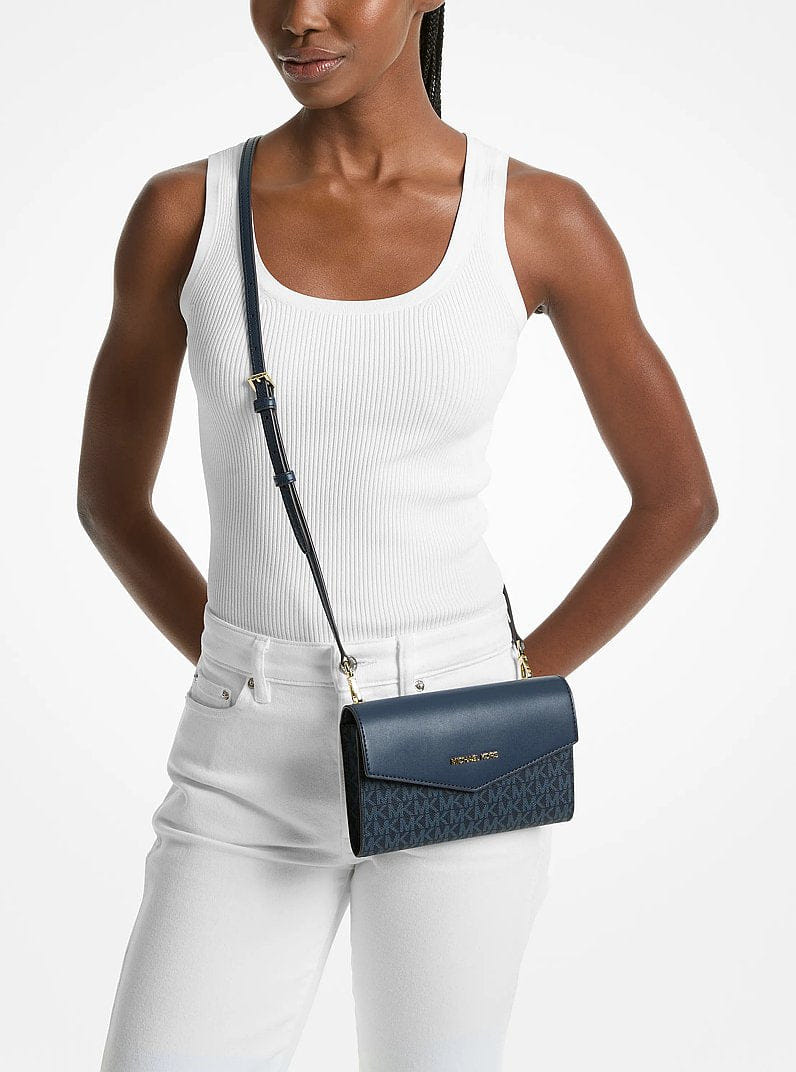 Michael Kors Charlotte Large Saffiano Leather 3 - in - 1 Tote Bag Navy