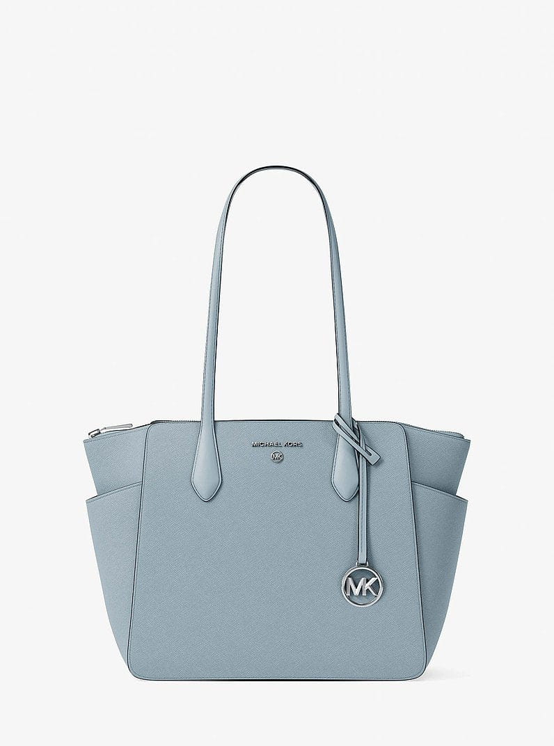 Michael Kors Marilyn Medium Saffiano Leather Tote Bag Pale Ocean