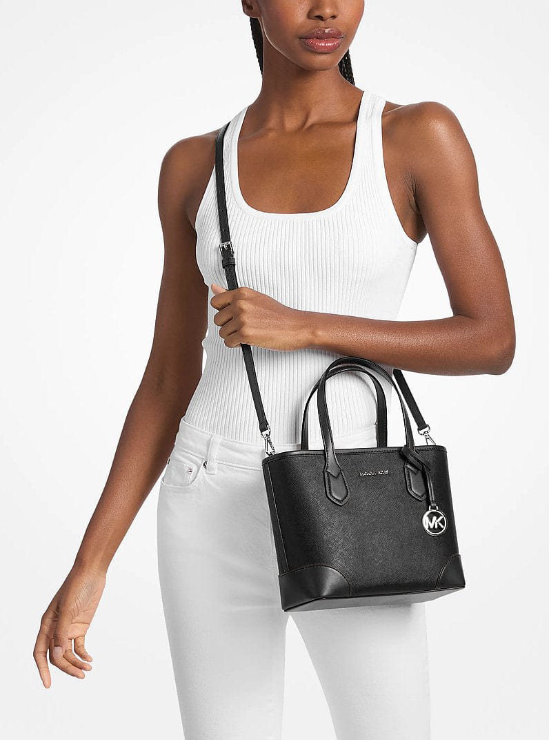 Michael Kors Eva Extra - Small Saffiano Leather Convertible Tote Bag Black