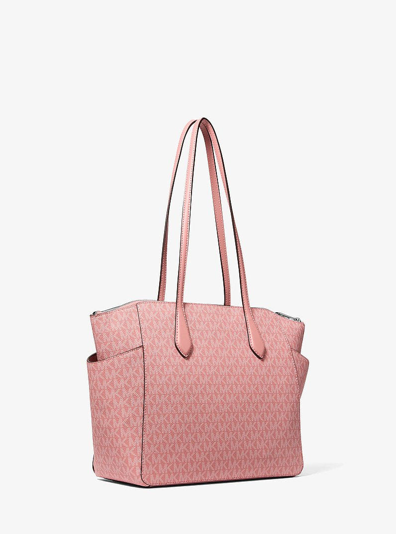 Michael Kors Marilyn Medium Signature Logo Tote Bag Sunset Rose