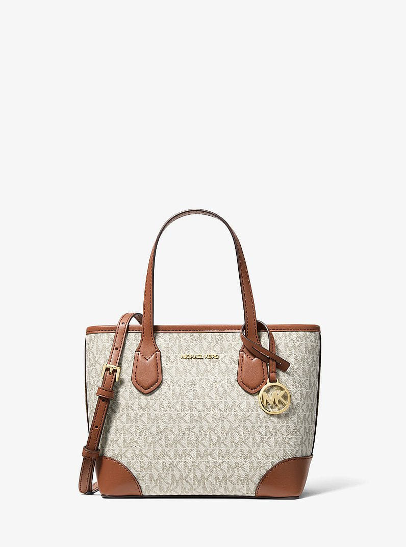 Michael Kors Eva Extra - Small Signature Logo Convertible Tote Bag Vanilla