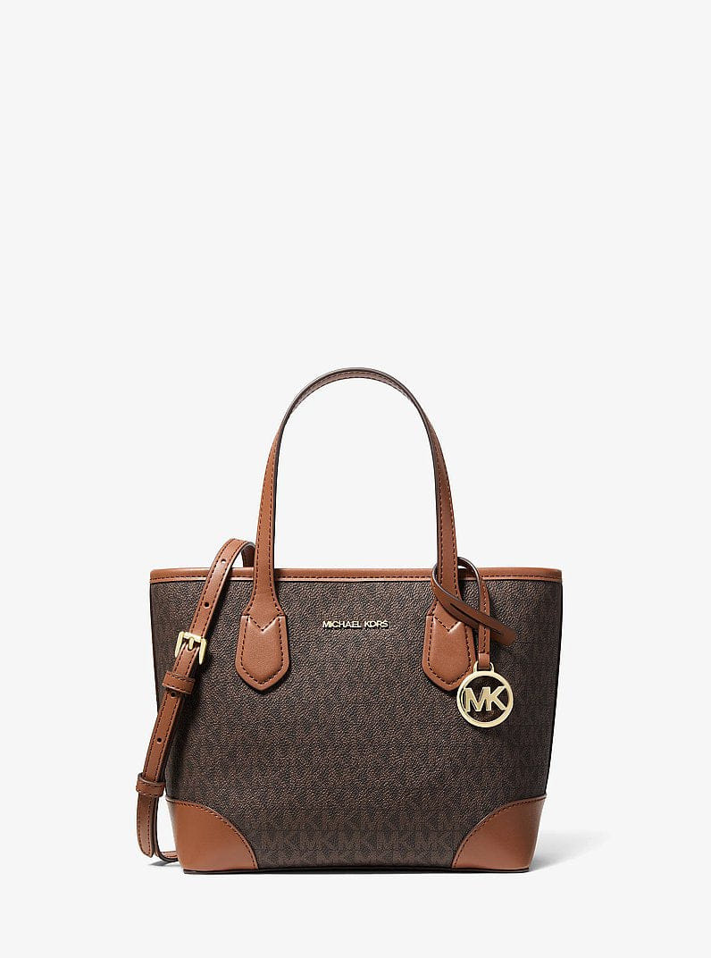 Michael Kors Eva Extra - Small Signature Logo Convertible Tote Bag Brown
