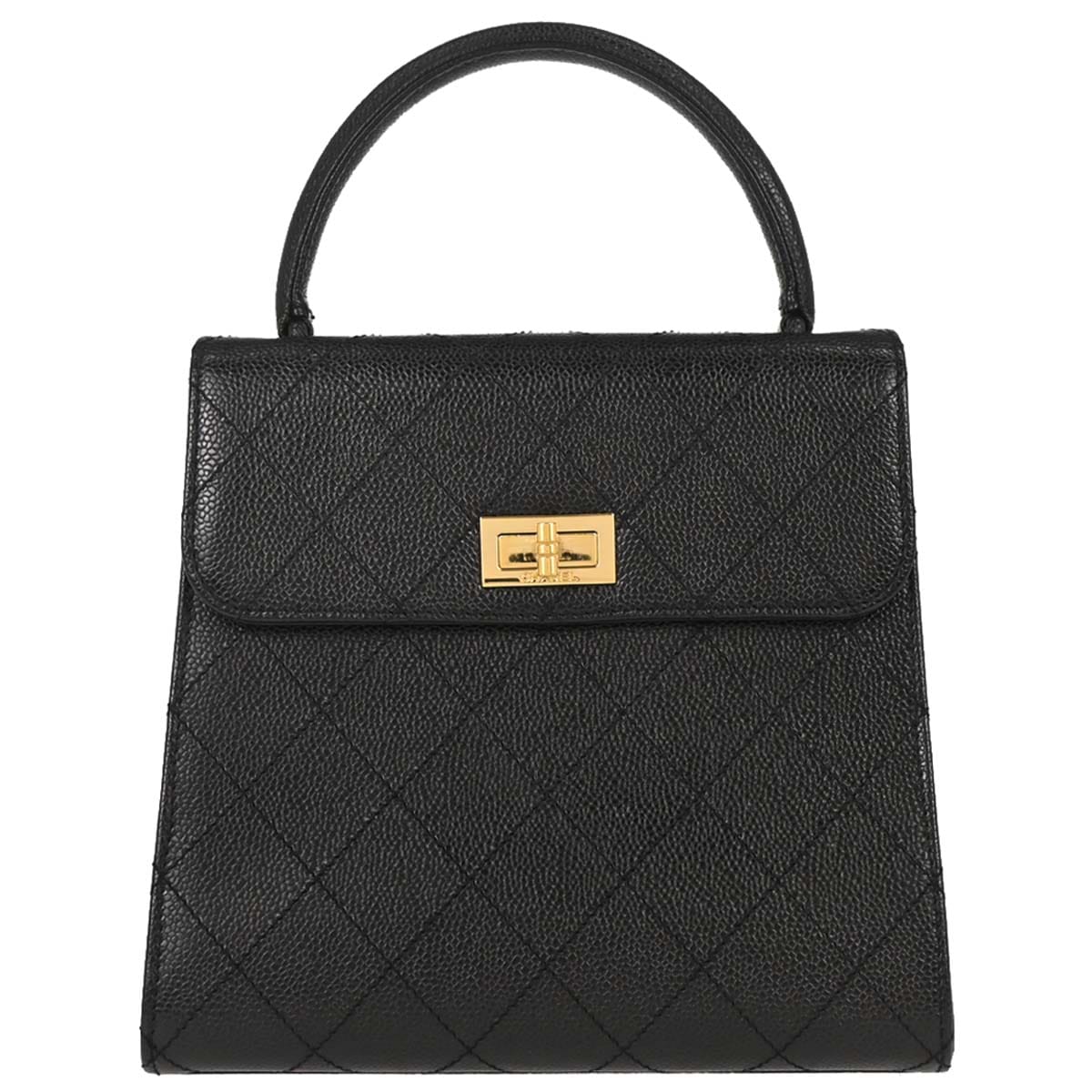 Chanel 1997 - 1999 Black Caviar Skin Mademoiselle Lock Handbag