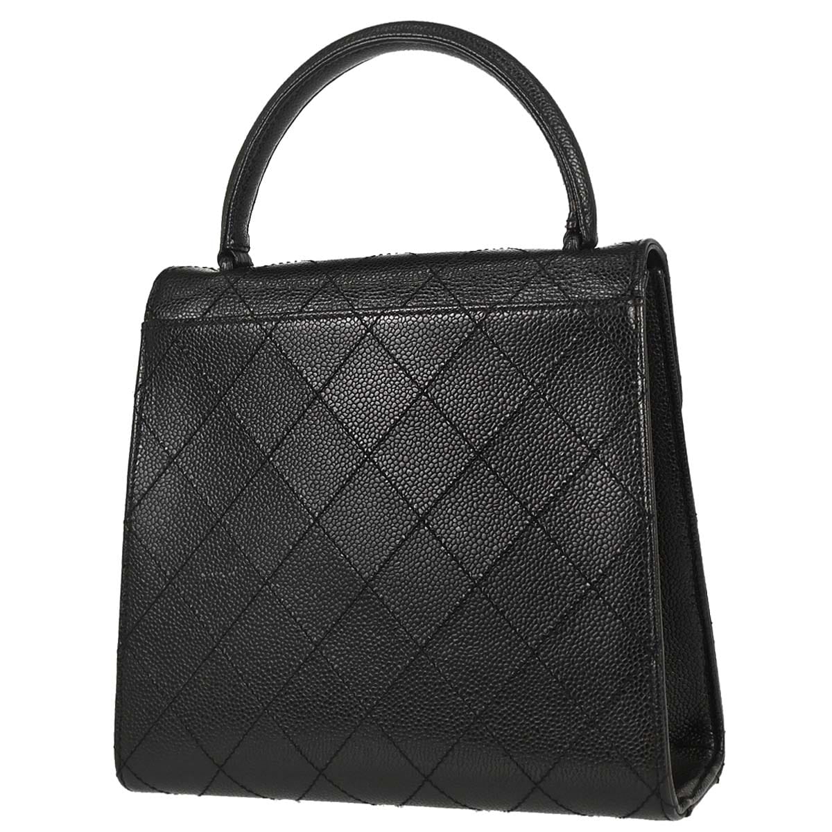 Chanel 1997 - 1999 Black Caviar Skin Mademoiselle Lock Handbag