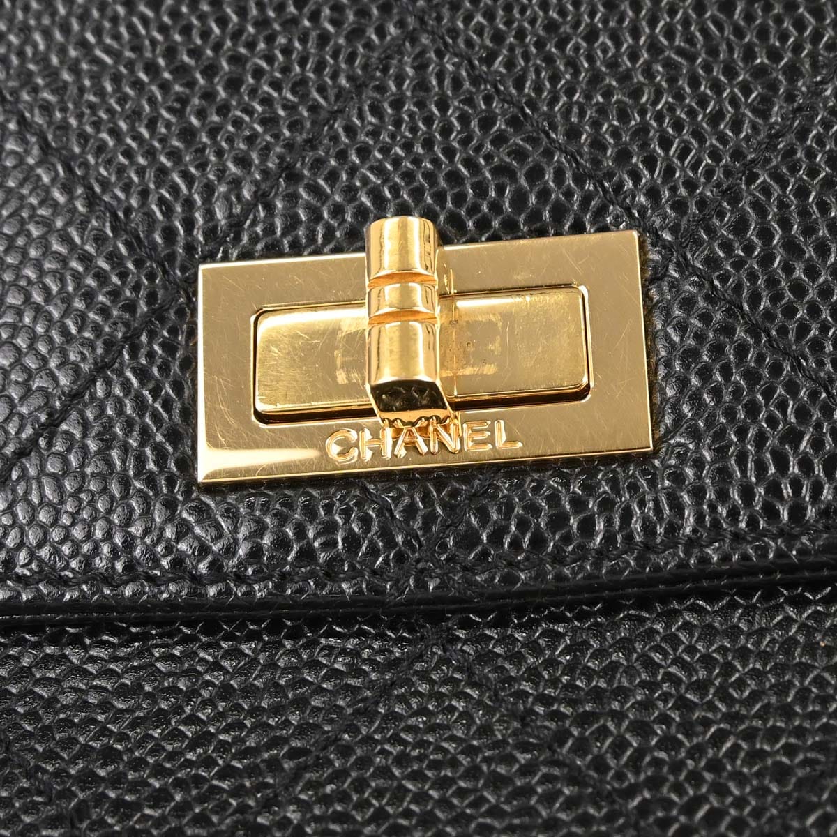 Chanel 1997 - 1999 Black Caviar Skin Mademoiselle Lock Handbag