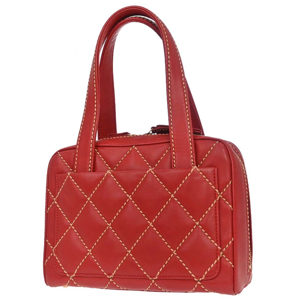 Chanel 2002 - 2003 Red Calfskin Wild Stitch Handbag