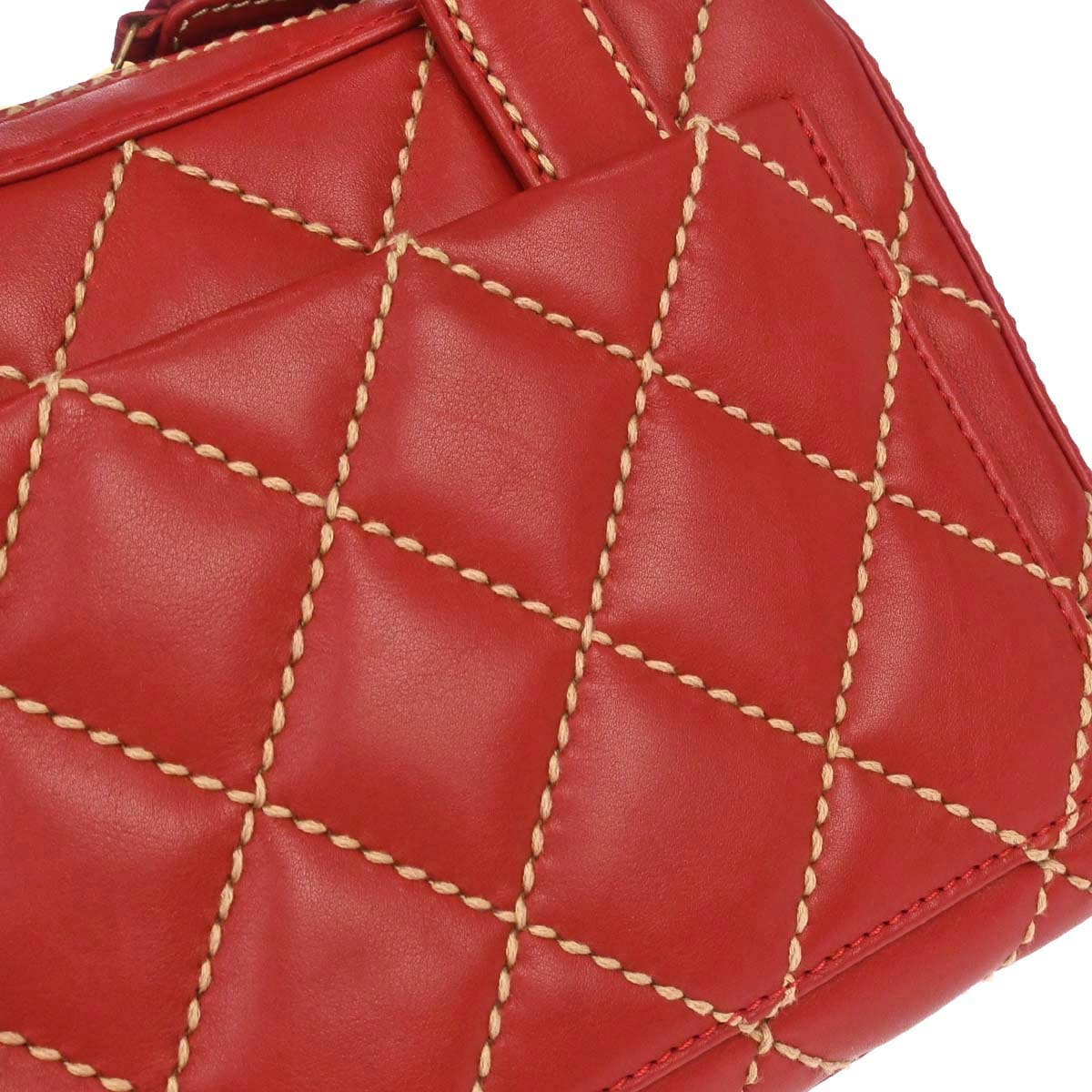 Chanel 2002 - 2003 Red Calfskin Wild Stitch Handbag