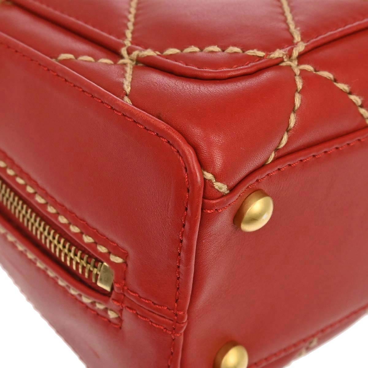 Chanel 2002 - 2003 Red Calfskin Wild Stitch Handbag