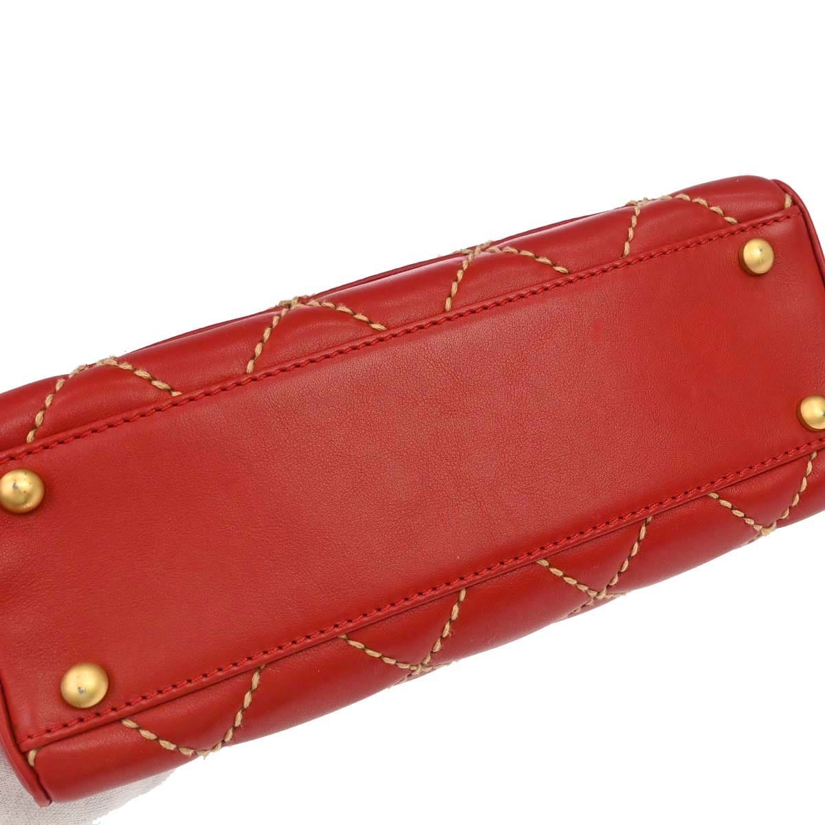 Chanel 2002 - 2003 Red Calfskin Wild Stitch Handbag