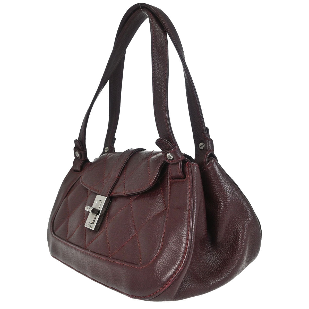 Chanel 2005 - 2006 Bordeaux Calfskin Mademoiselle Lock Handbag