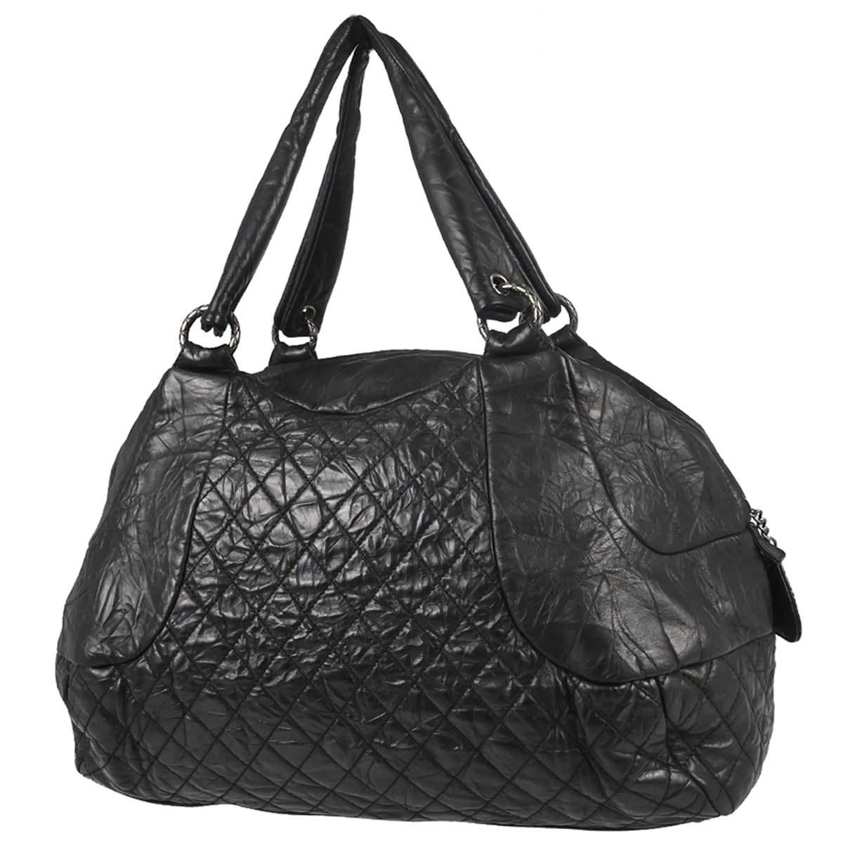 Chanel 2012 - 2013 Black Calfskin Coco Rider Bowling Bag Handbag