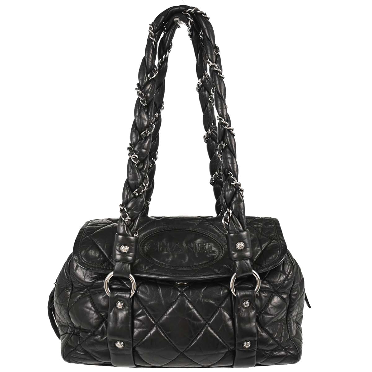 Chanel 2005 - 2006 Black Calfskin Lady Braid Bowler Bag Handbag
